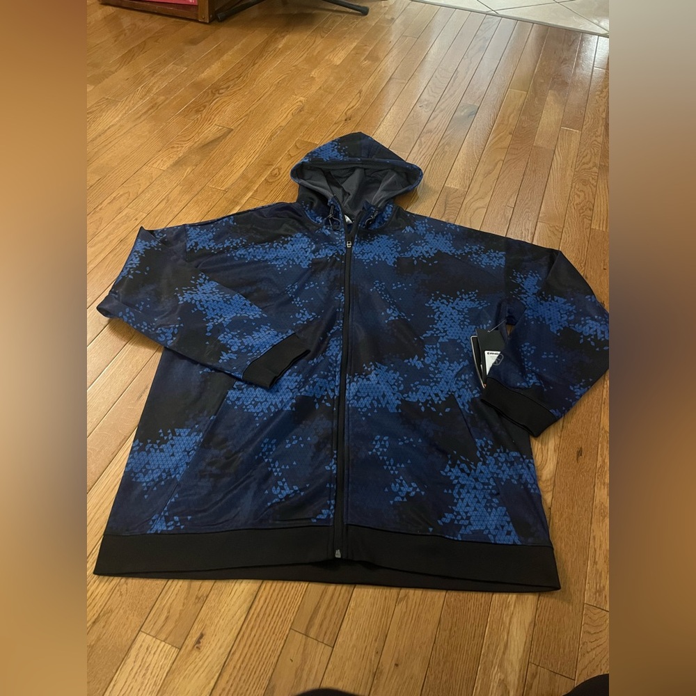 NWT And1 Men's Black and Blue Hooded Jacket, size XL . New with tags